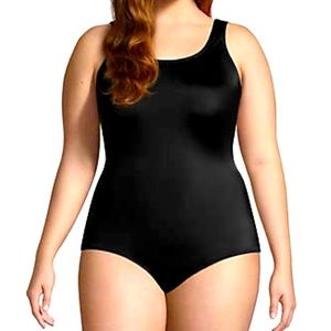 Women’s Lands' End Tugless Chlorine Resistant Sporty One-Piece Swimsuit Sz 26W